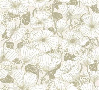 PARATO LINA II IN TNT   FIORI BEIGE/BIANCO 0,53x10,05 mt