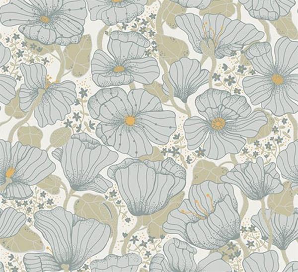 PARATO LINA II IN TNT   FIORI BLUETTE MIS.0,53x10,05 mt