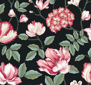 PARATO ENCHANTED IN TNT FLOWER.ROSE/BLACK 0,68X8,20MT