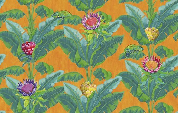 BREEZE  STAMPA DIGITALE DIS.  FIORI CON FONDO ARANC. 1,8X2,8MT