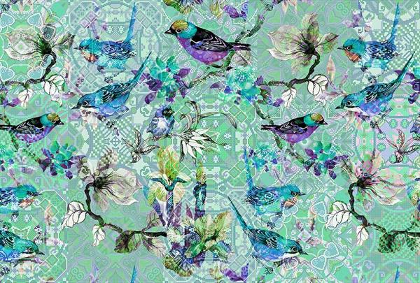 STAMPA DIG AL MQ SU SUPPSTRUKTURVLIES PLUS MOSAIC BIRDS3 VERDE A