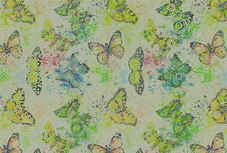 STAMPA DIG AL MQ SU SUPP200g/mq MICA MOSAIC BUTTERFLIES3 VERDE