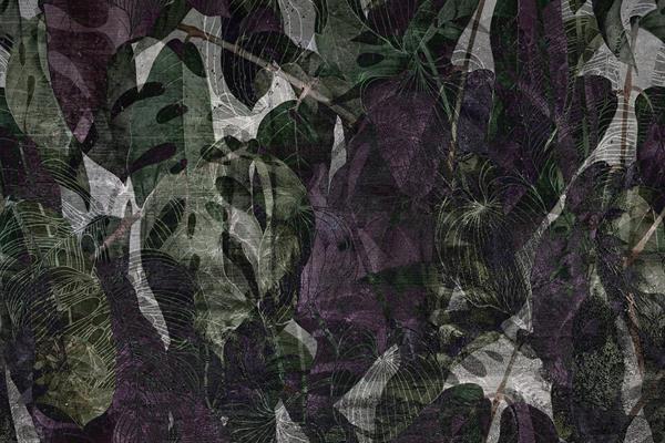 STAMPA DIGITALE INTERMEZVYNIL FOLIAGE GREEN/VIOLET MIS. AL MQ