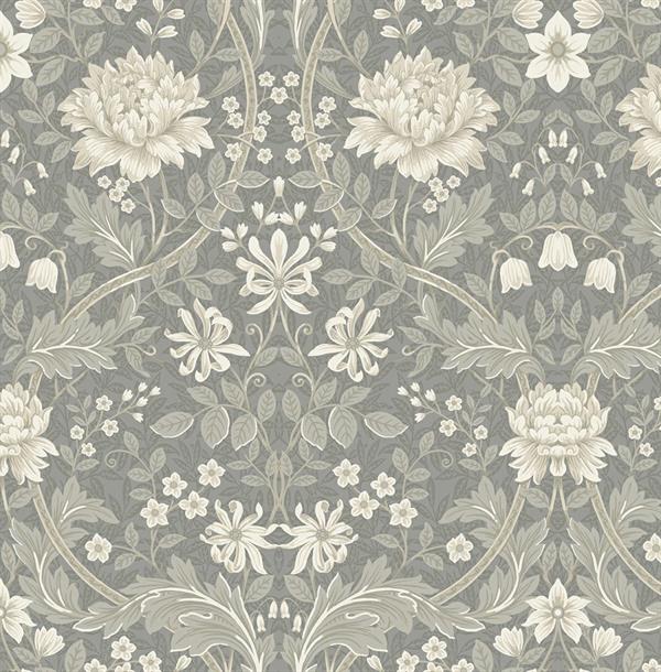 BRITISH HERITAGE PARATO SU TNT FIORI GRIGIO BIANCO 10x0,52 mt