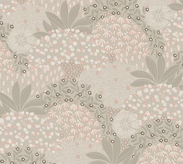 PARATO NARA PVC/TNT.    FLOWERS BEIGE.0,53X10,05MT