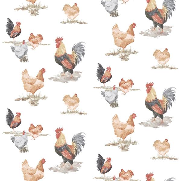 PARATO JUST KITCHEN PVC/TNT COLORED ROOSTERS 0,53X10MT