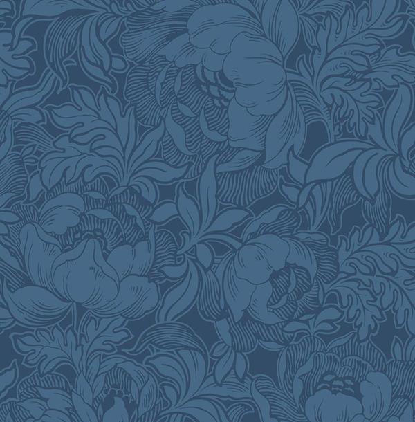 PARATO BRITISH 3 IN PVC FOLIAGE BLUE 0,53X10,05MT