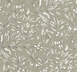 PARATO OLIVAR IN TNT    BIRDS FOLIAGE GREEN MIS.0,50X10MT