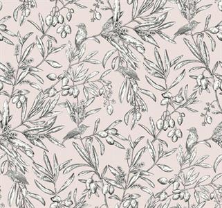 PARATO OLIVAR IN TNT    BIRDS FOLIAGE PINK MIS.0,50X10MT