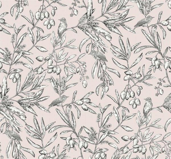 PARATO OLIVAR IN TNT    BIRDS FOLIAGE PINK MIS.0,50X10MT