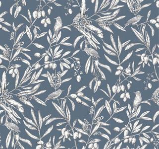 PARATO OLIVAR IN TNT    BIRDS FOLIAGE BLUE MIS.0,50X10MT