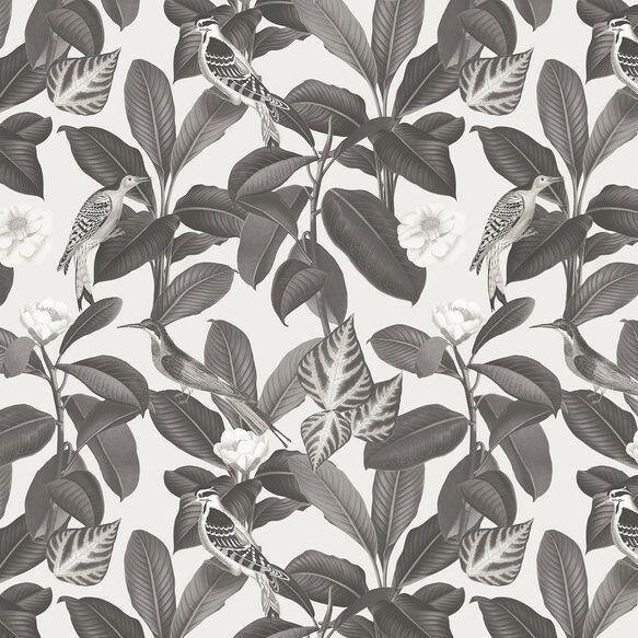 PARATO FERIA IN TNT     FOLIAGE BLACK-WHITE 0,50X10MT