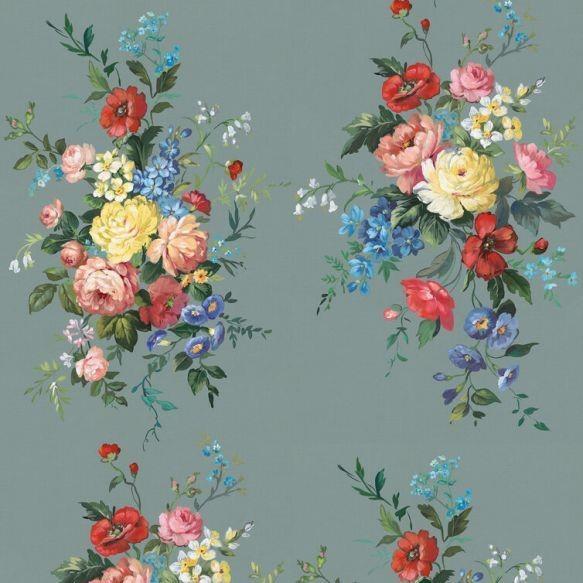 PARATO FERIA IN TNT     FLOWERS BLUE C.MIS.0,50X10MT