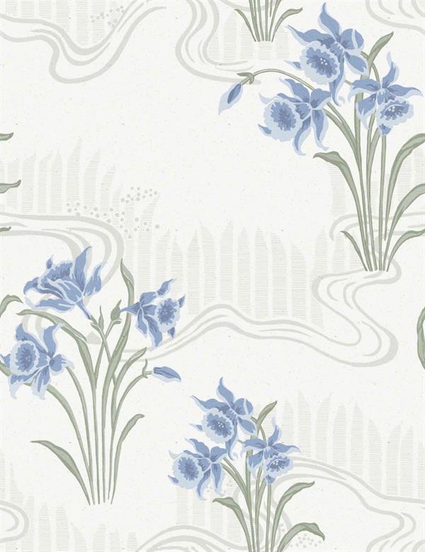 PARATO FERIA IN TNT     FLOWERS BLUE-WHITE 0,50X10MT