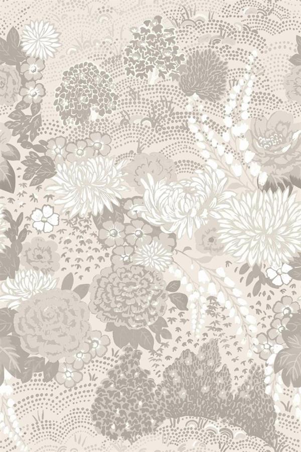 PARATO FERIA IN TNT     FLOWERS TAUPE MIS.0,50X10MT