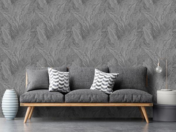 PARATO PERLA PVC/TNT    FOLIAGE GREY MIS. 0,53X10,05MT