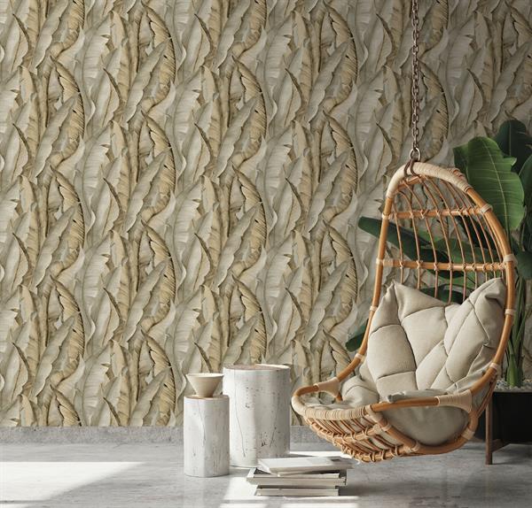 PARATO PERLA PVC/TNT    FOLIAGE BEIGE MIS.0,53X10,05MT