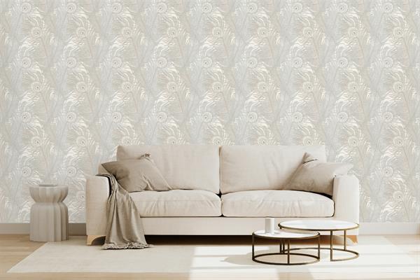 PARATO PERLA PVC/TNT    FOLIAGE LIGHT BEIGE MIS.0,53X10,05MT