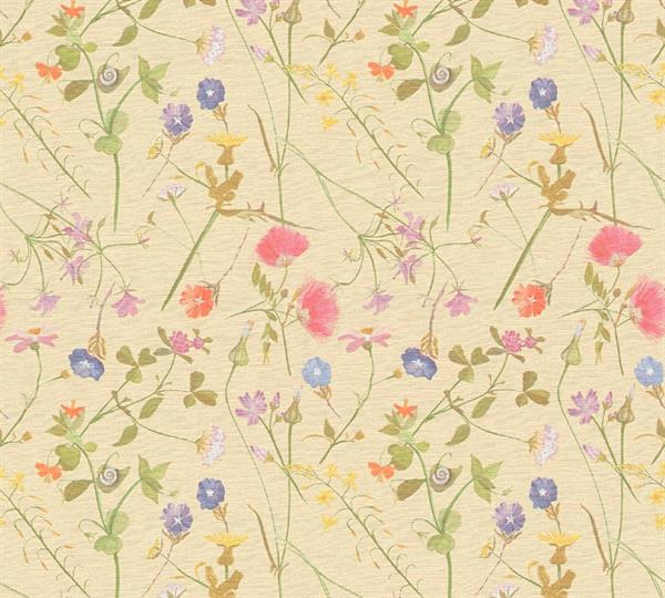 PARATO COUNTRY CHARME   PVC/TNT FLOWERS STRAW 0,53X10,05MT