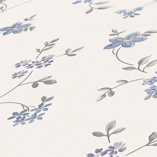 PARATO COUNTRY CHARME   PVC/TNT FLOWERS BLUE 0,53X10,05MT