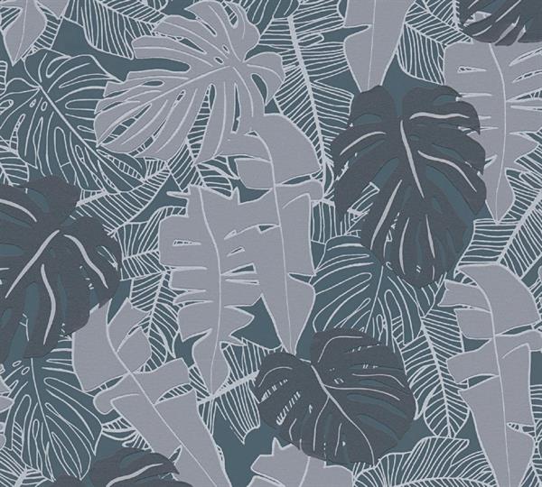 PARATO CARAIBI PVC/TNT  FOLIAGE GREY ICE 0,53X10,05MT