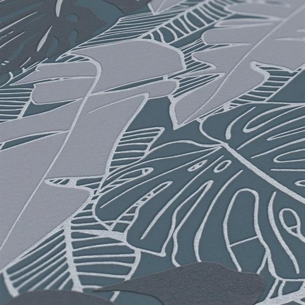 PARATO CARAIBI PVC/TNT  FOLIAGE GREY ICE 0,53X10,05MT