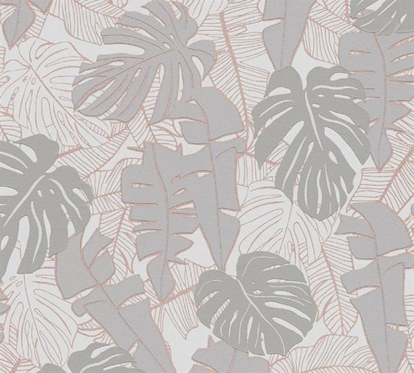 PARATO CARAIBI PVC/TNT  FOLIAGE GREY TAUPE 0,53X10,05MT