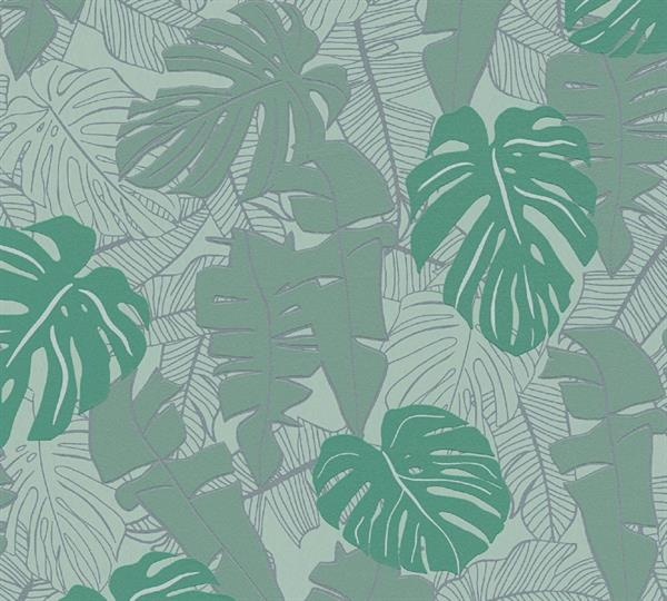 PARATO CARAIBI PVC/TNT  FOLIAGE GRREN 0,53X10,05MT