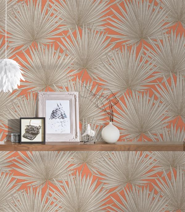 PARATO CARAIBI PVC/TNT  FOLIAGE CORAL 0,53X10,05MT