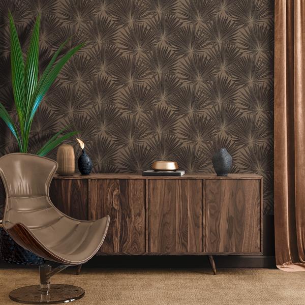 PARATO CARAIBI PVC/TNT  FOLIAGE BROWN 0,53X10,05MT