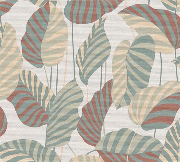 PARATO CARAIBI PVC/TNT  FOLIAGE BEIGE -GREEN 0,53X10,05MT