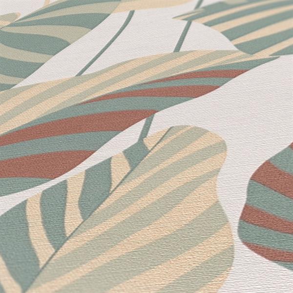 PARATO CARAIBI PVC/TNT  FOLIAGE BEIGE -GREEN 0,53X10,05MT