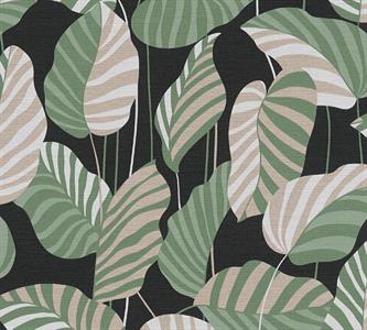 PARATO CARAIBI PVC/TNT  FOLIAGE GREEN/BEIGE 0,53X10,05MT