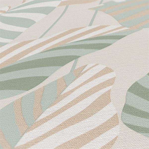 PARATO CARAIBI PVC/TNT  FOLIAGE GREEN-TAUPE 0,53X10,05MT