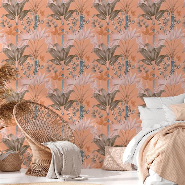 PARATO ARCADE IN TNT    FOLIAGE BR-ORANGE 0,53X10,05MT