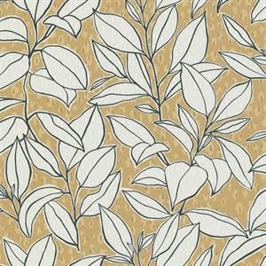 PARATO SEJOURS&C.PVC/   TNT FOLIAGE WHITE/GOLD.0,53X10,05MT