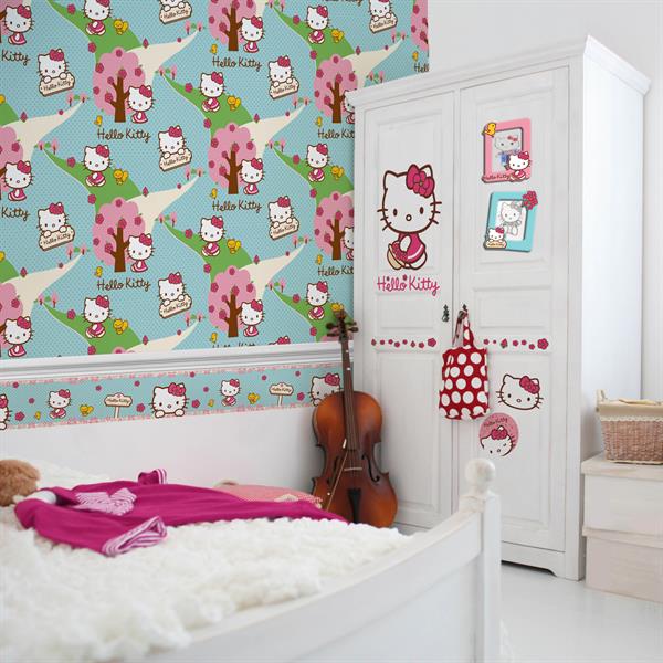 KIDS@HOME BORDO ADESIVO-BAMBINI-HELLO KITTY WOODLAN-5 ml-h.53 cm