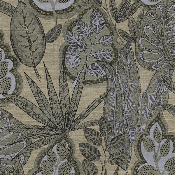 PARATO TROPICALIA PVC   /TNT FOLIAGE TAUPE 0,53X10MT