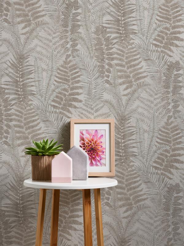 PARATO TROPICALIA PVC   /TNT FOLIAGE TAUPE 0,53X10MT