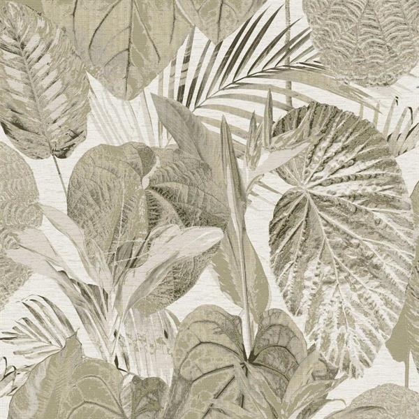 PARATO TROPICALIA PVC   /TNT FOLIAGE FANGO 0,53X10,05 MT