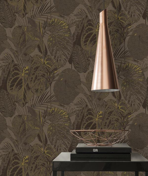 PARATO TROPICALIA PVC   /TNT FOLIAGE BROWN 0,53X10,05MT