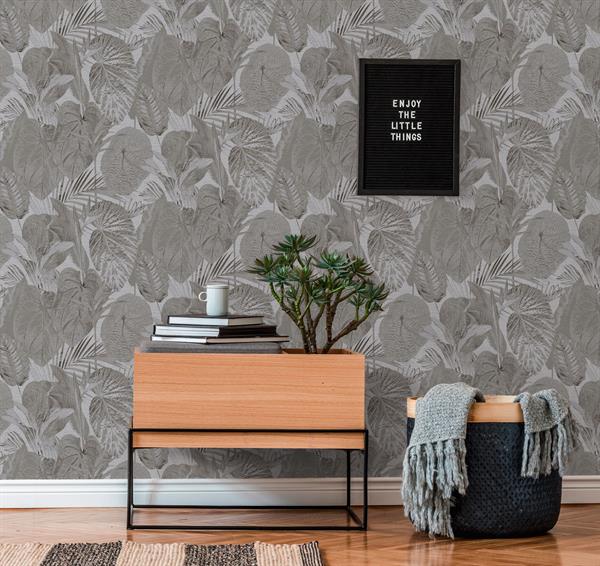 PARATO TROPICALIA PVC   /TNT FOLIAGE TAUPE 0,53X10MT