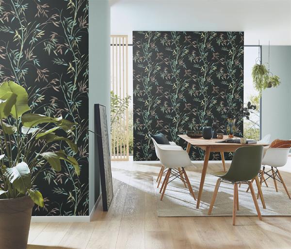 PARATO TROPICALIA PVC   /TNT FOLIAGE BLACK 0,53X10,05MT