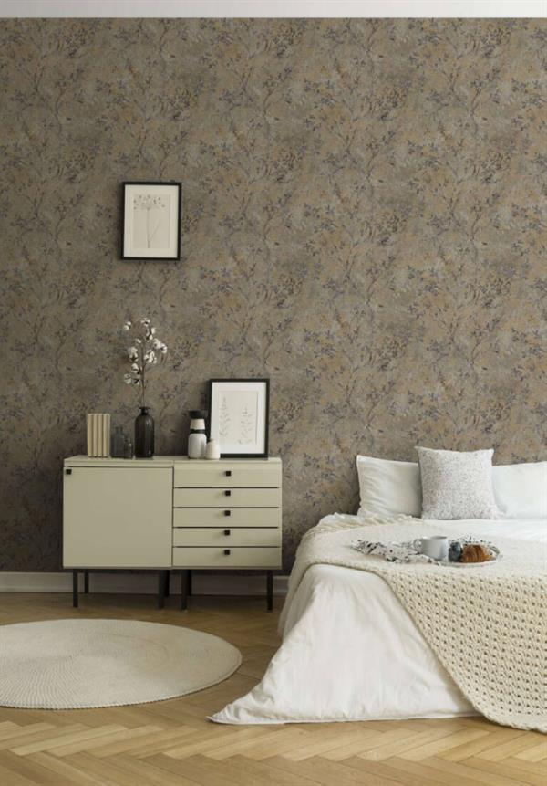 PARATO HOMECOMING PVC   /TNT FOLIAGE TAUPE 0,53X10,05MT