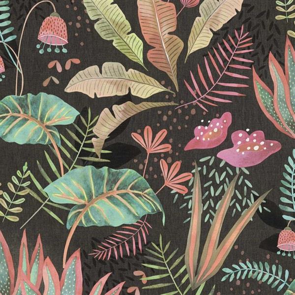 PARATO FLORAL FUSION PVC/TNT FOLIAGE BLACK 0,53X10,05MT