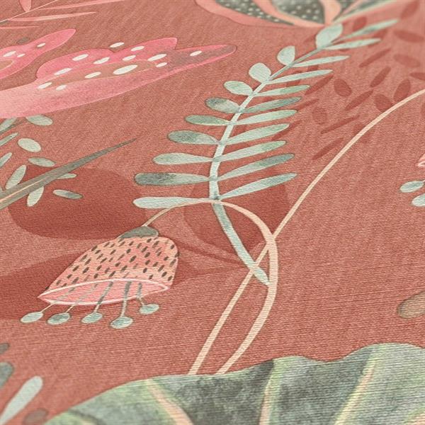 PARATO FLORAL FUSION PVC/ TNT FOLIAGE PINK 0,53X10,05MT