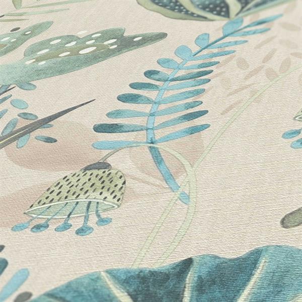 PARATO FLORAL FUSION PVC/TNT FOLIAGE BLUE 0,53X10,05MT