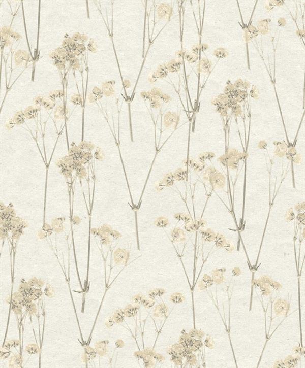 PARATO HERBARIUM ECODECO/FLOWERS CREAM/TAUPE 0,53X10,05MT