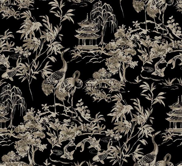 PARATO FORBIDDEN CITY   TNT FOLIAGE BLACK 0,50X10MT