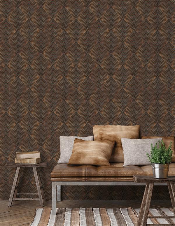 PARATO UTOPIA  PVC/TNT  /DESIGN BRONZE 0,53X10,05MT